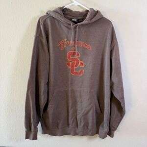 USC Trojans Hoodie Mens Large Faded Brown Team Trojan NCAA Pullover Sweatshirt